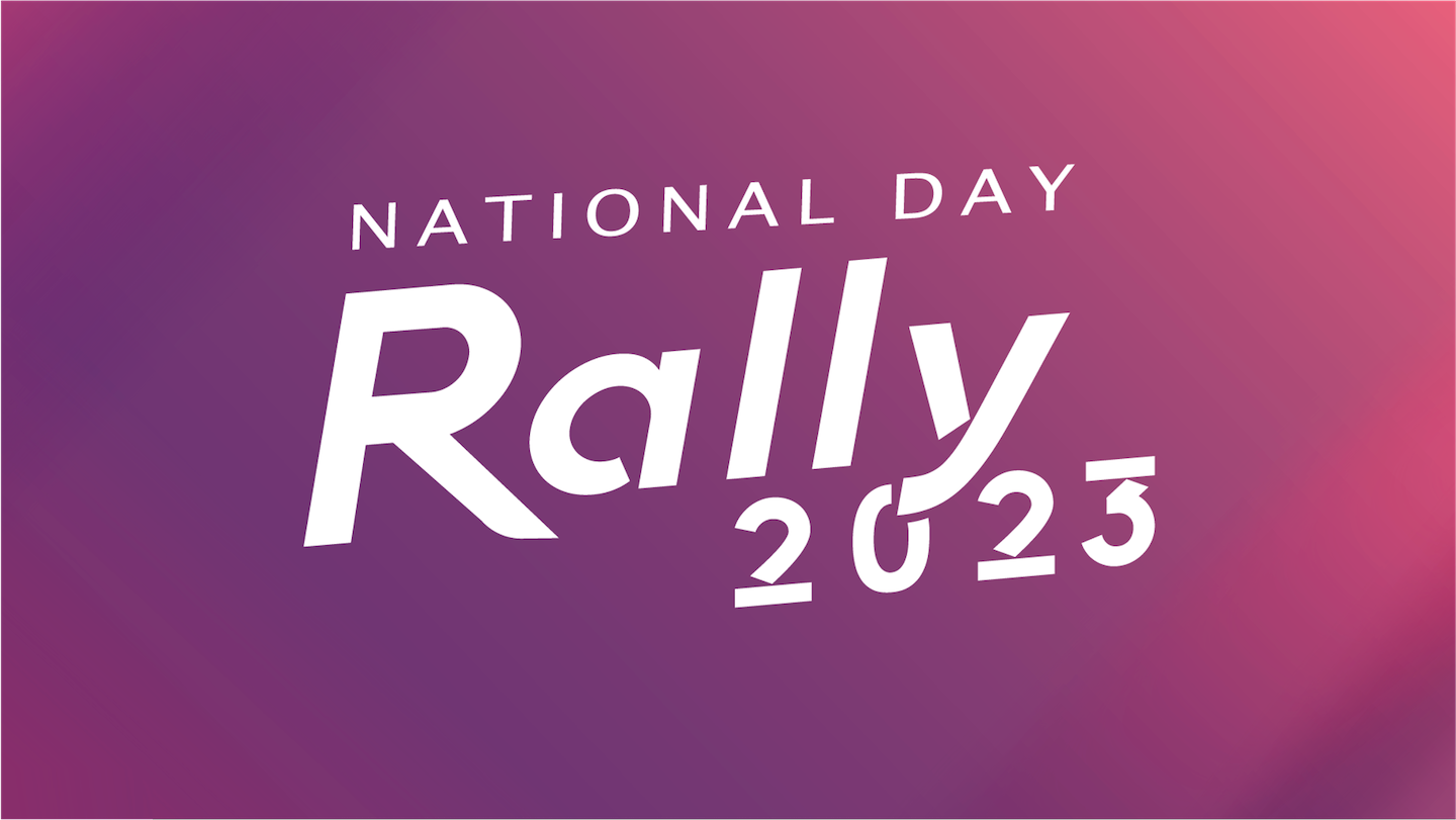 Gradient background with white text "National Day Rally 2023".